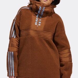 adidas X IVY PARK UNISEX 1/2 ZIP SHERPA TEDDY OVERSIZED FLEECE HOODED JACKET